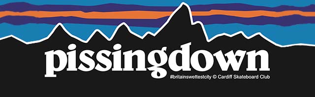 Cardiff Skateboard Club Pissingdown T-Shirt Graphic Britain's Wettest City, by Nathaniel Jones - CSC, Cardiff Skateboard Club - UK Skate Store