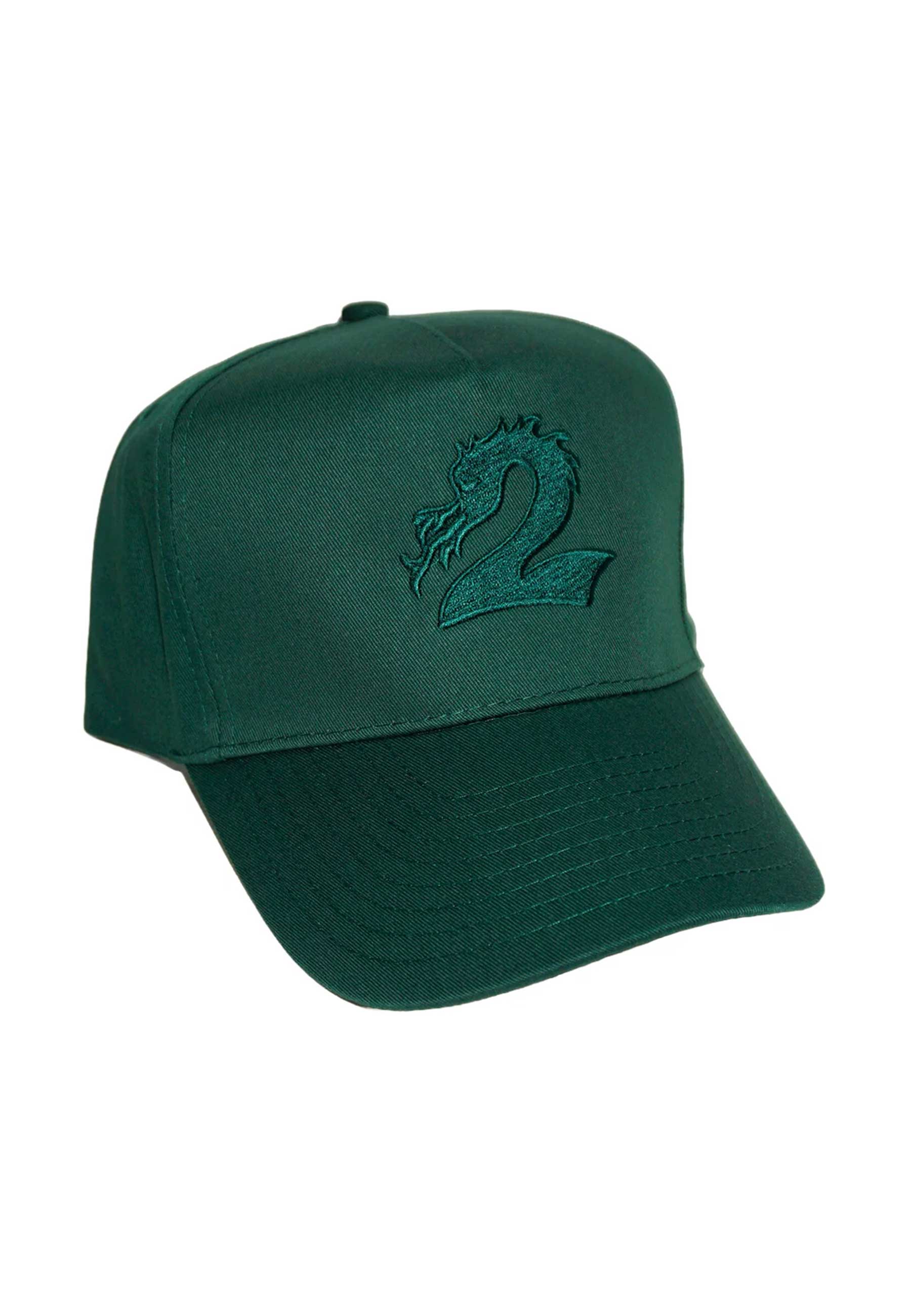 2 Riser Pads 'Dragon' 5 Panel Cap (Tonal Green)