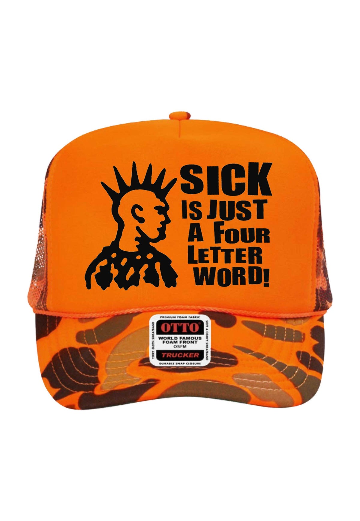 a.sickfaith 'Punk' Trucker Cap (Orange Camo)