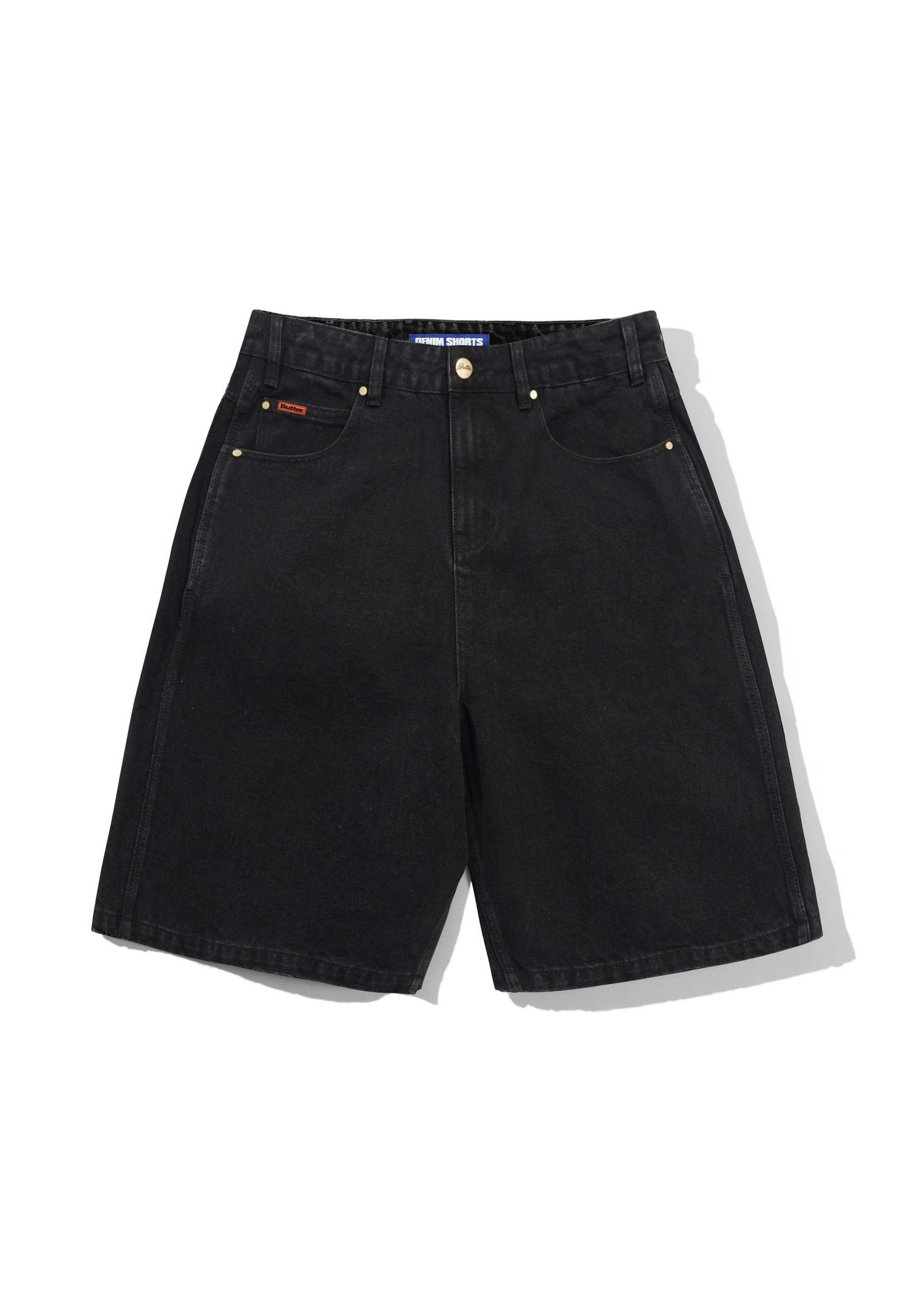 Butter Goods Baggy Denim Shorts (Flat Black)