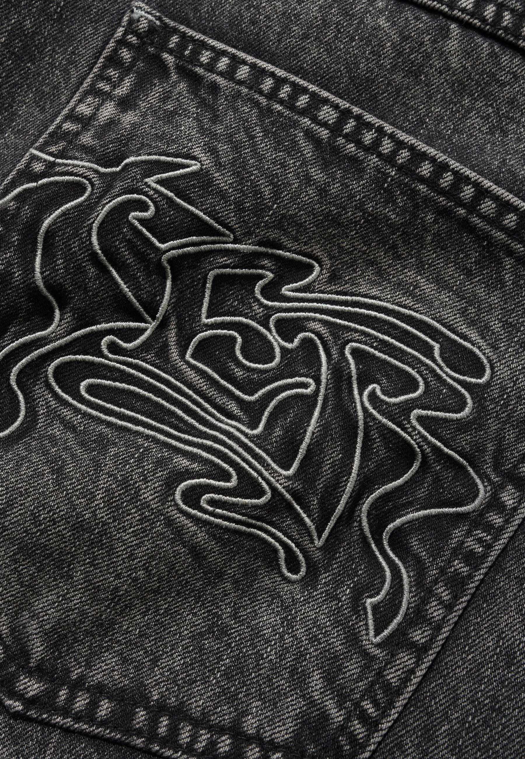 Butter Goods 'Drummer' Baggy Denim Shorts (Streaky Black)