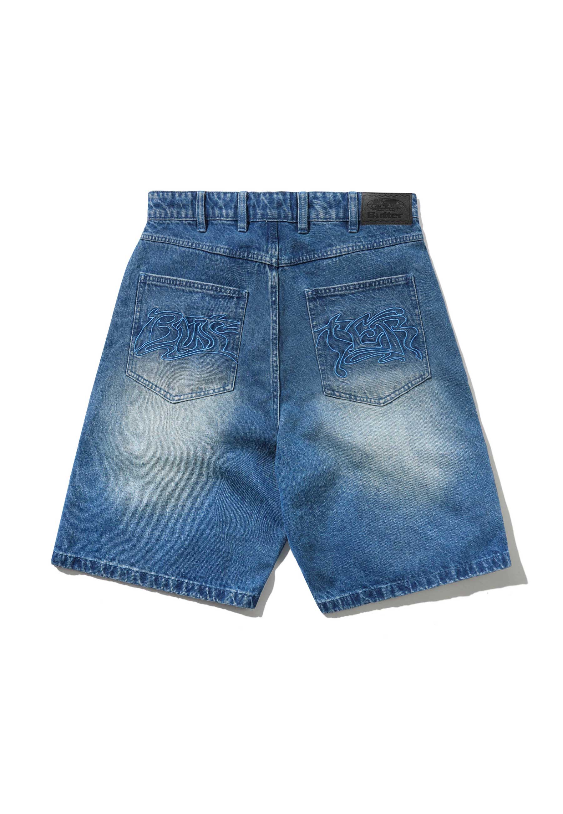 Butter Goods 'Drummer' Baggy Denim Shorts (Stone Wash Blue)