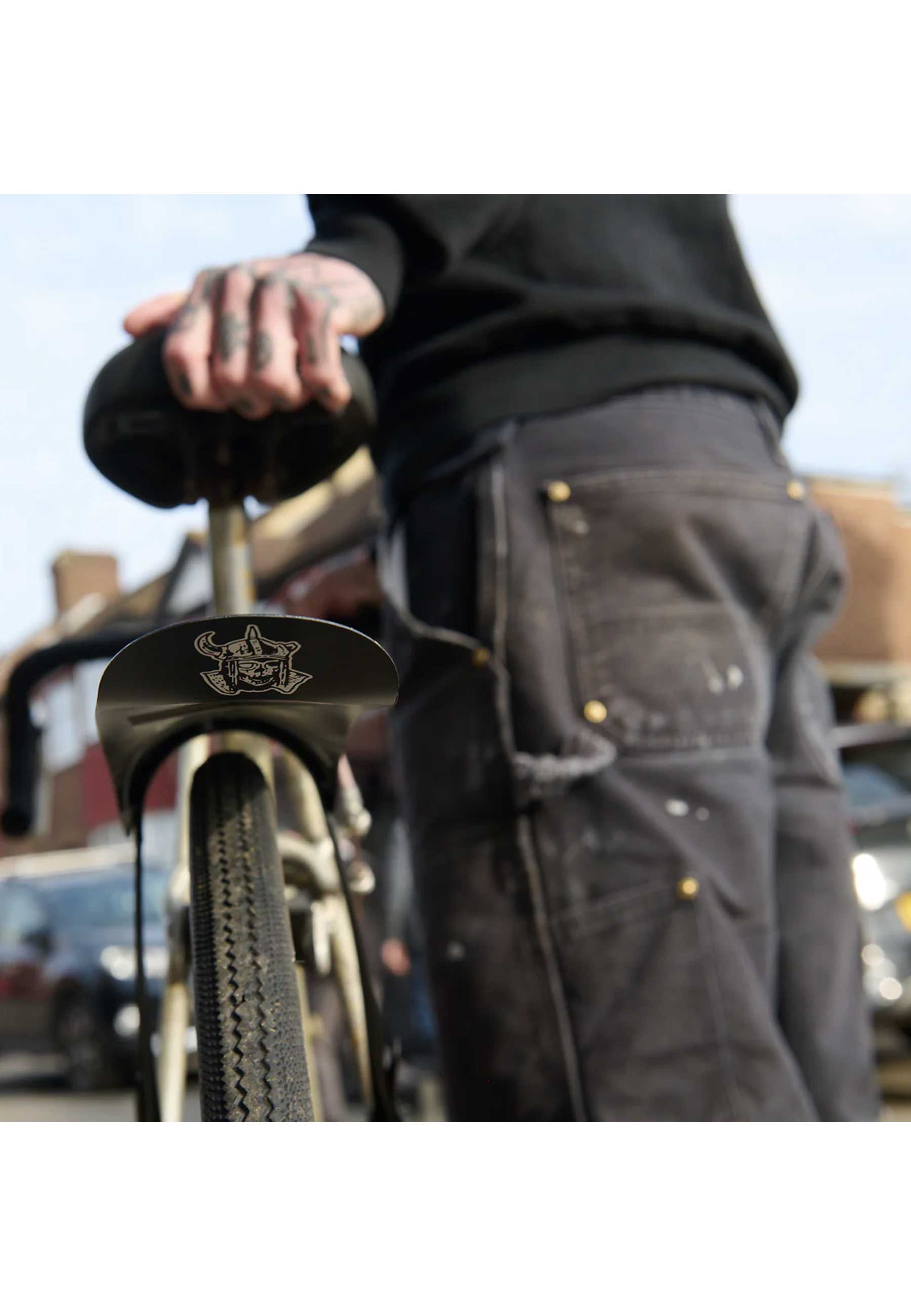 Dungeon Gateway 'Cold Steel' Cycling Mudguard (Black / White)