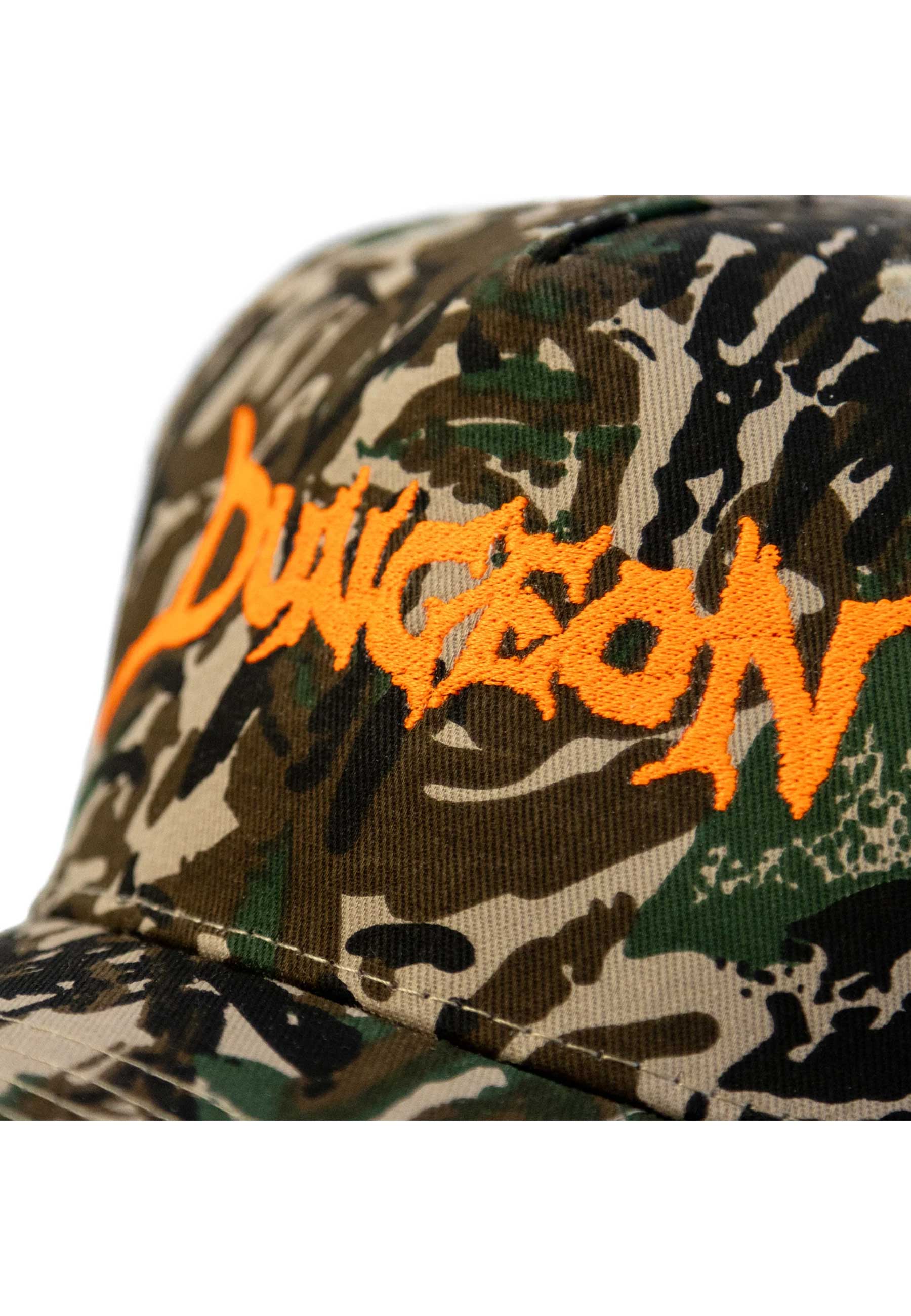 Dungeon Gateway 'Scrawl Logo' 5 Panel Cap (Forest Camo / Orange)