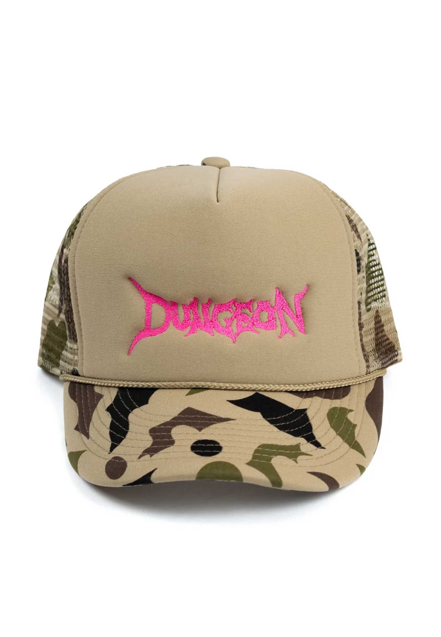 Dungeon Gateway 'Scrawl Logo' Foam Trucker Cap (Camo / Pink)
