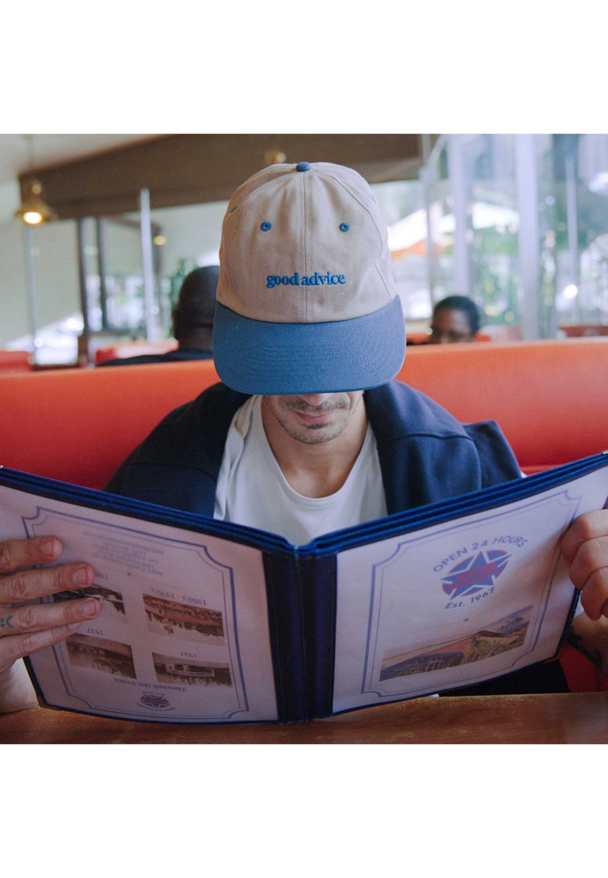Good Advice 'Logo' 6 Panel Cap (Sand / Navy)
