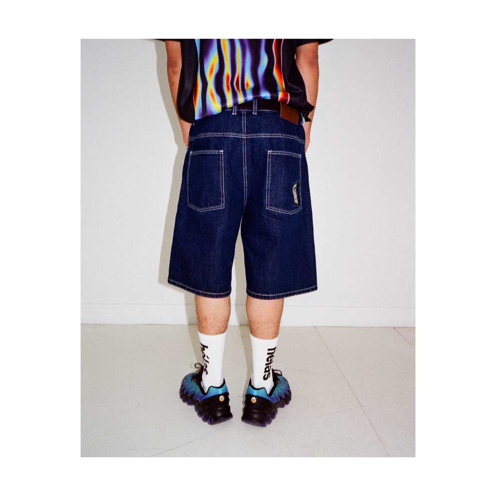 Helas 'Dieu Grec' Jean Shorts (Washed Navy)