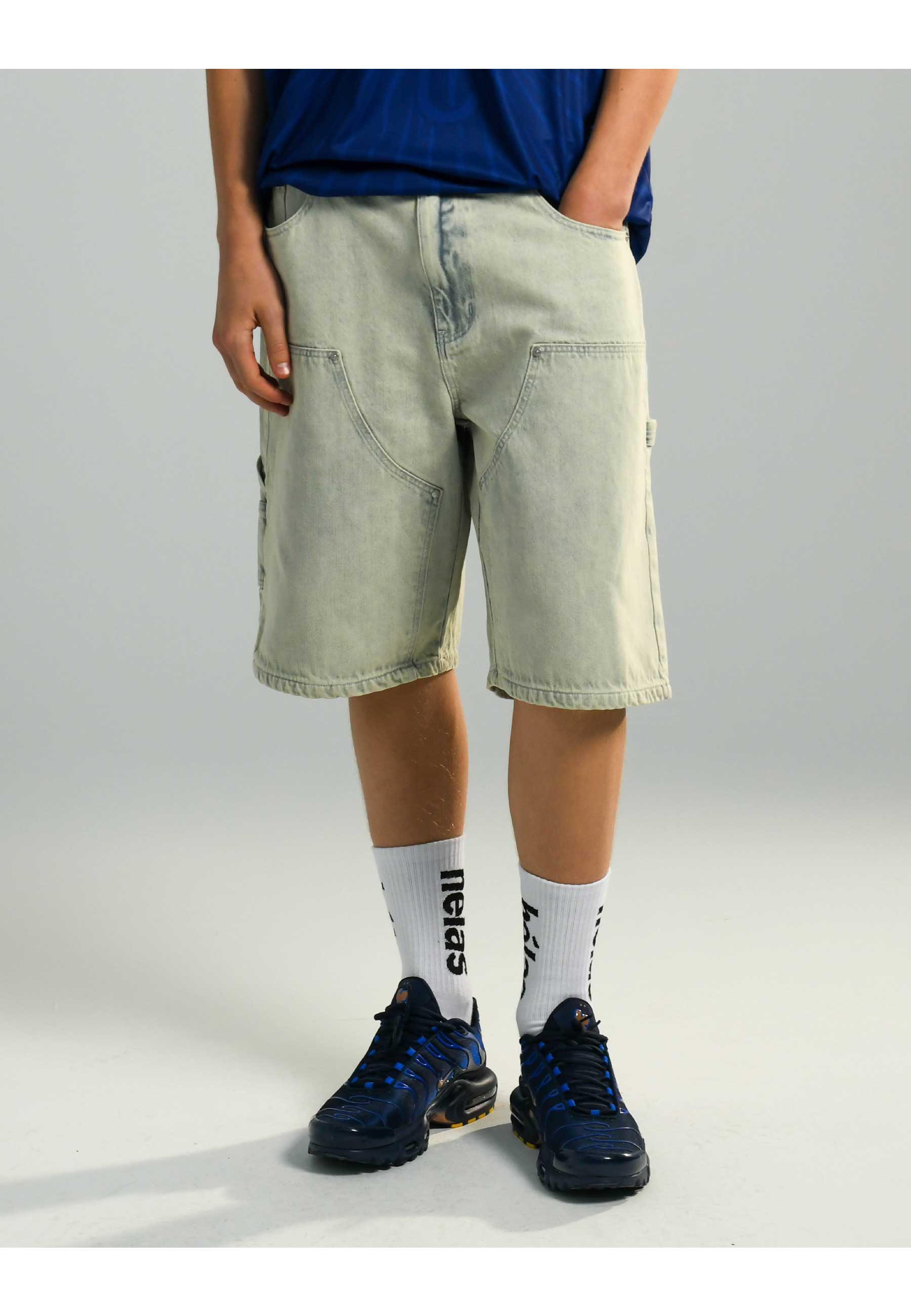 Helas Double Knee Jean Shorts (Light Blue)