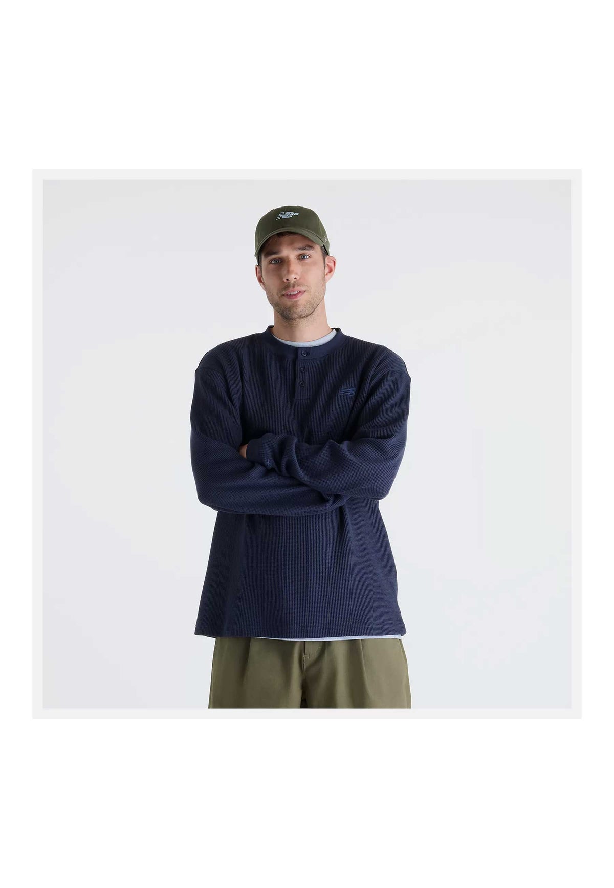 New Balance Numeric Waffle Knit Long Sleeve Henley (Dark Night)