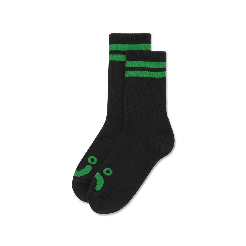 Polar 'Happy Sad' Rib Socks (Black / Green)
