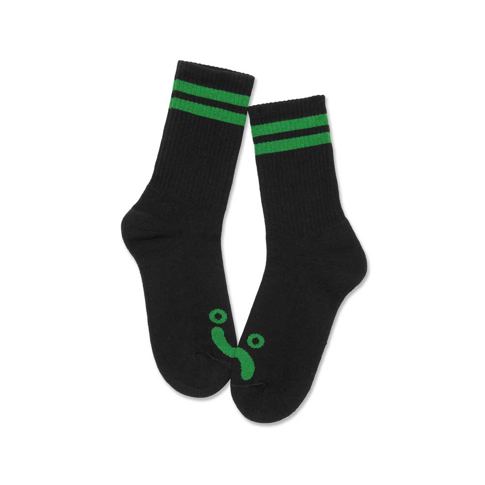 Polar 'Happy Sad' Rib Socks (Black / Green)