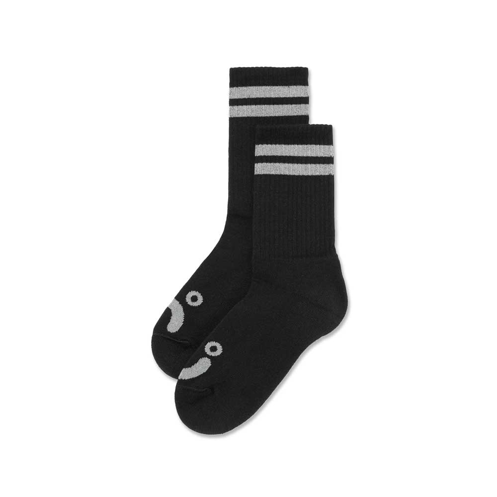 Polar 'Happy Sad' Rib Socks (Black / Heather Grey)