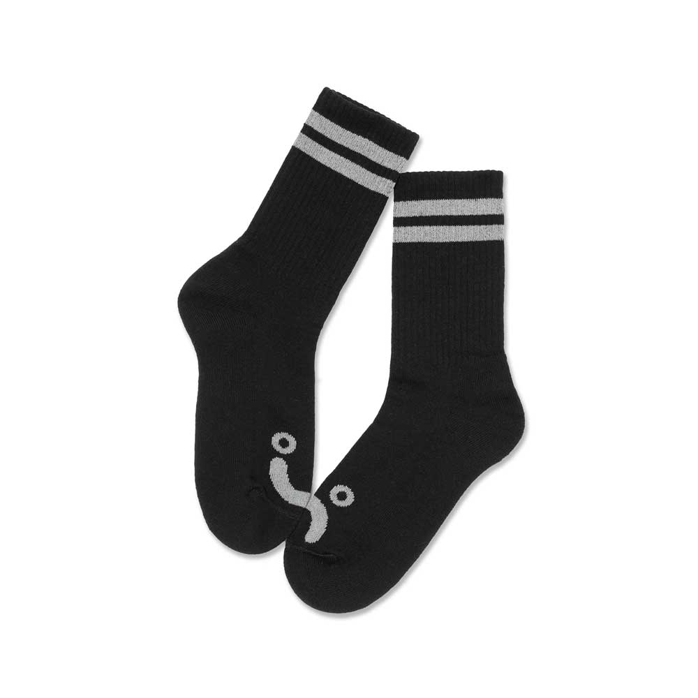 Polar 'Happy Sad' Rib Socks (Black / Heather Grey)