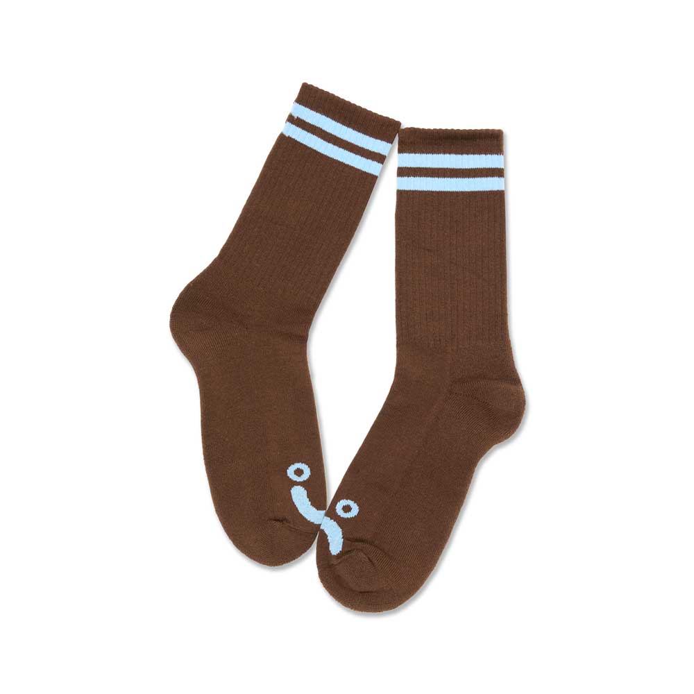 Polar 'Happy Sad' Rib Socks (Brown / Blue)