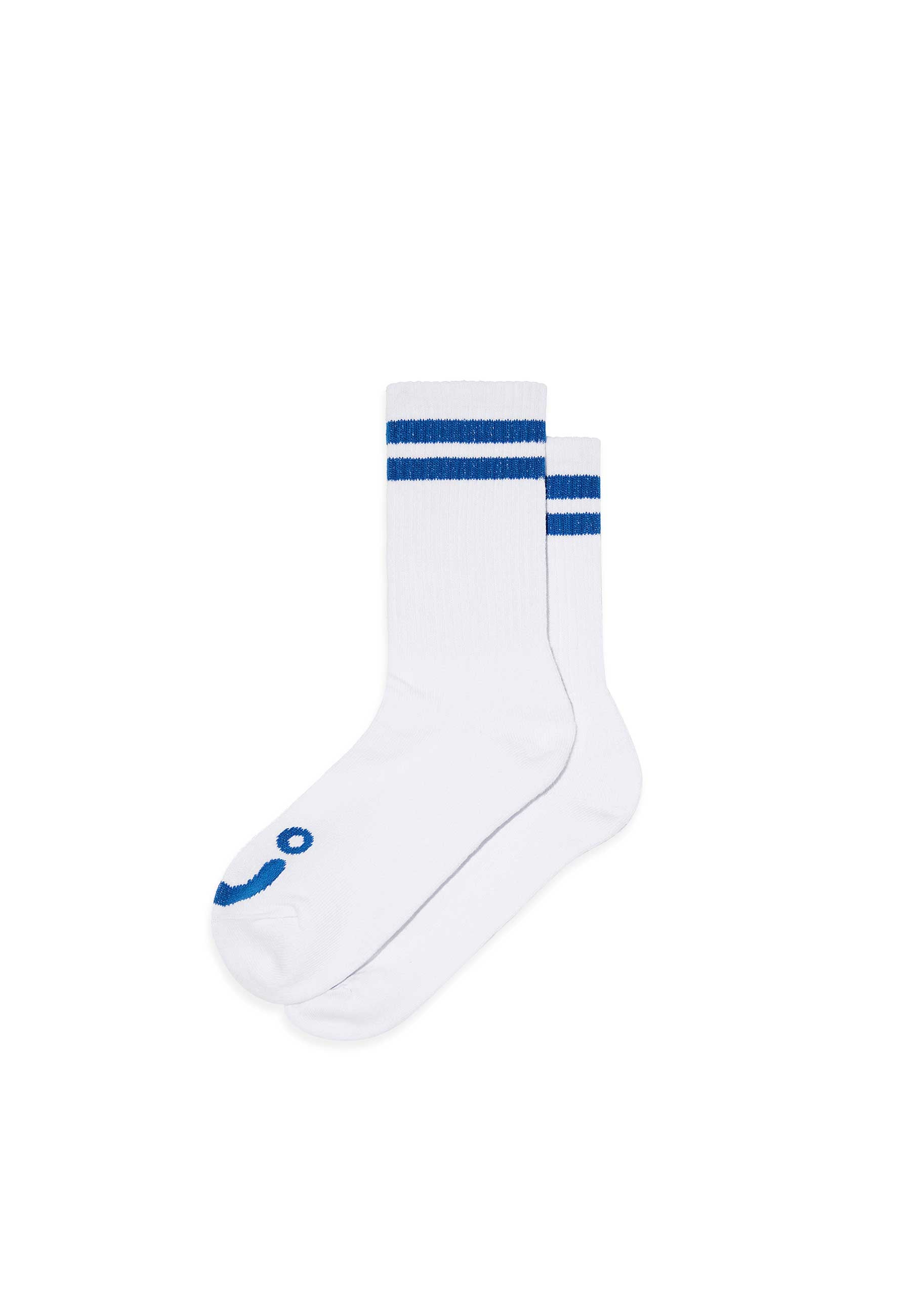 Polar 'Happy Sad' Rib Socks (White / Blue)