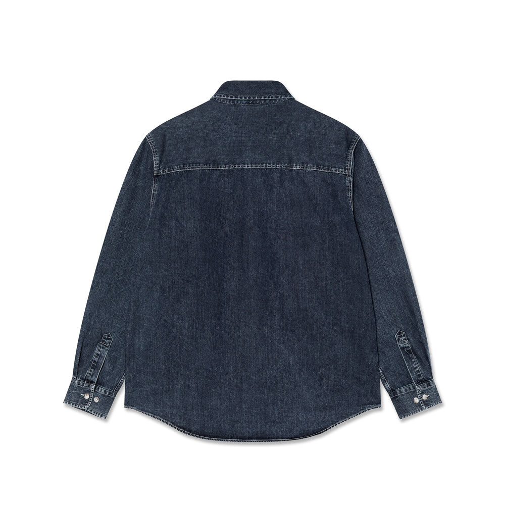 Polar 'Mike' Long Sleeve Denim Shirt (Washed Blue)