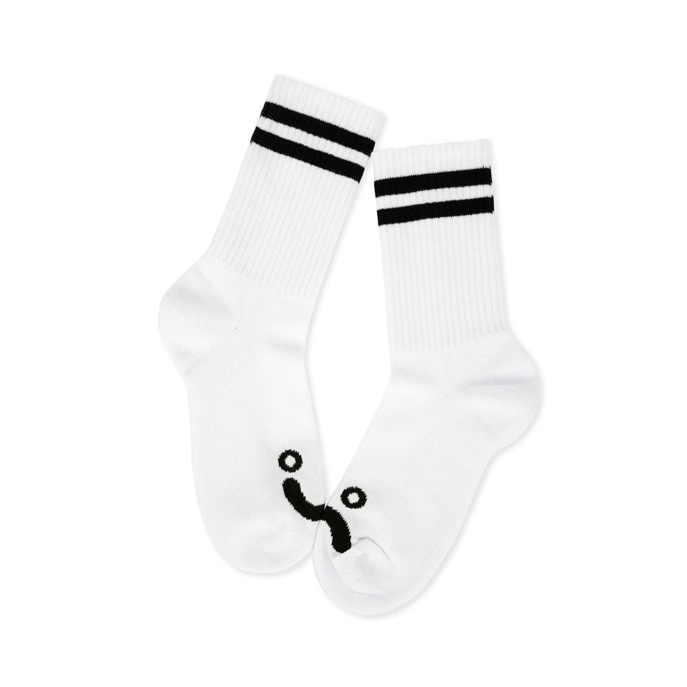 Polar 'Happy Sad' Rib Socks (White)