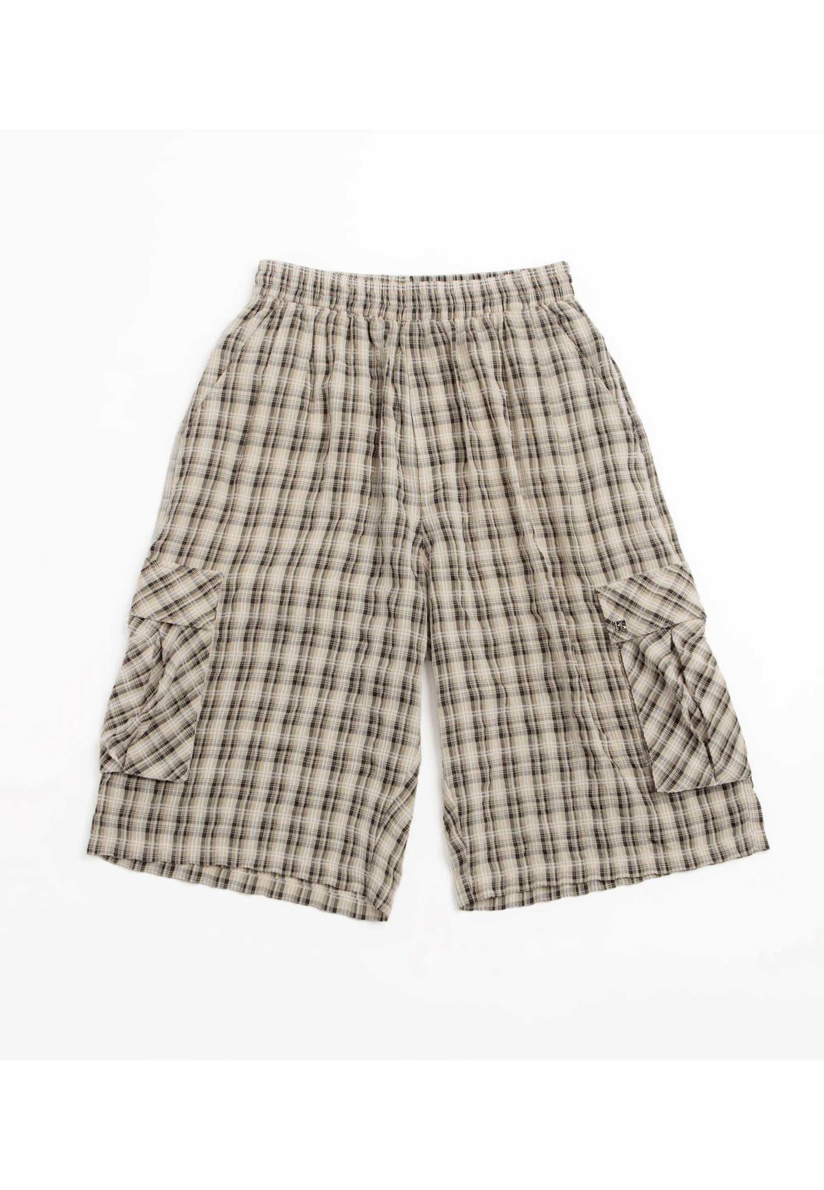 Yardsale 'Plaid' Cargo Shorts (Cream / Black)