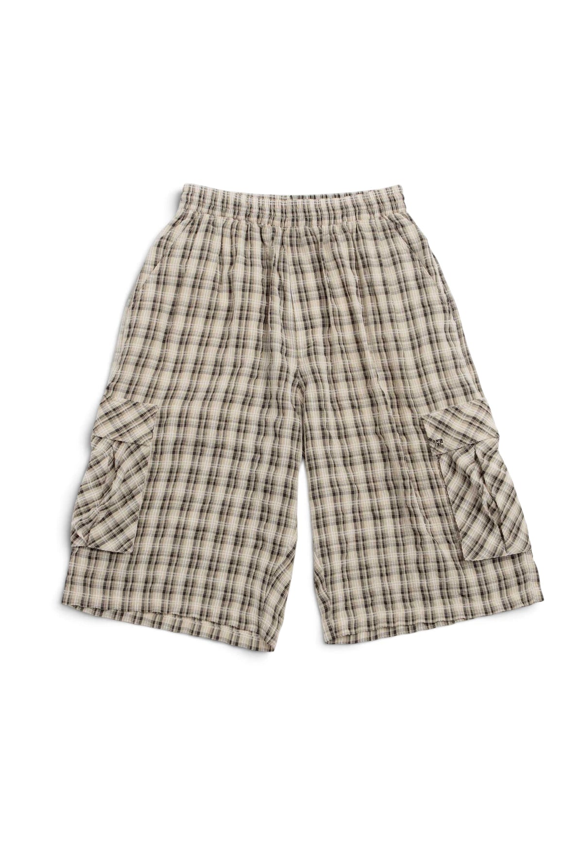 Yardsale 'Plaid' Cargo Shorts (Cream / Black)