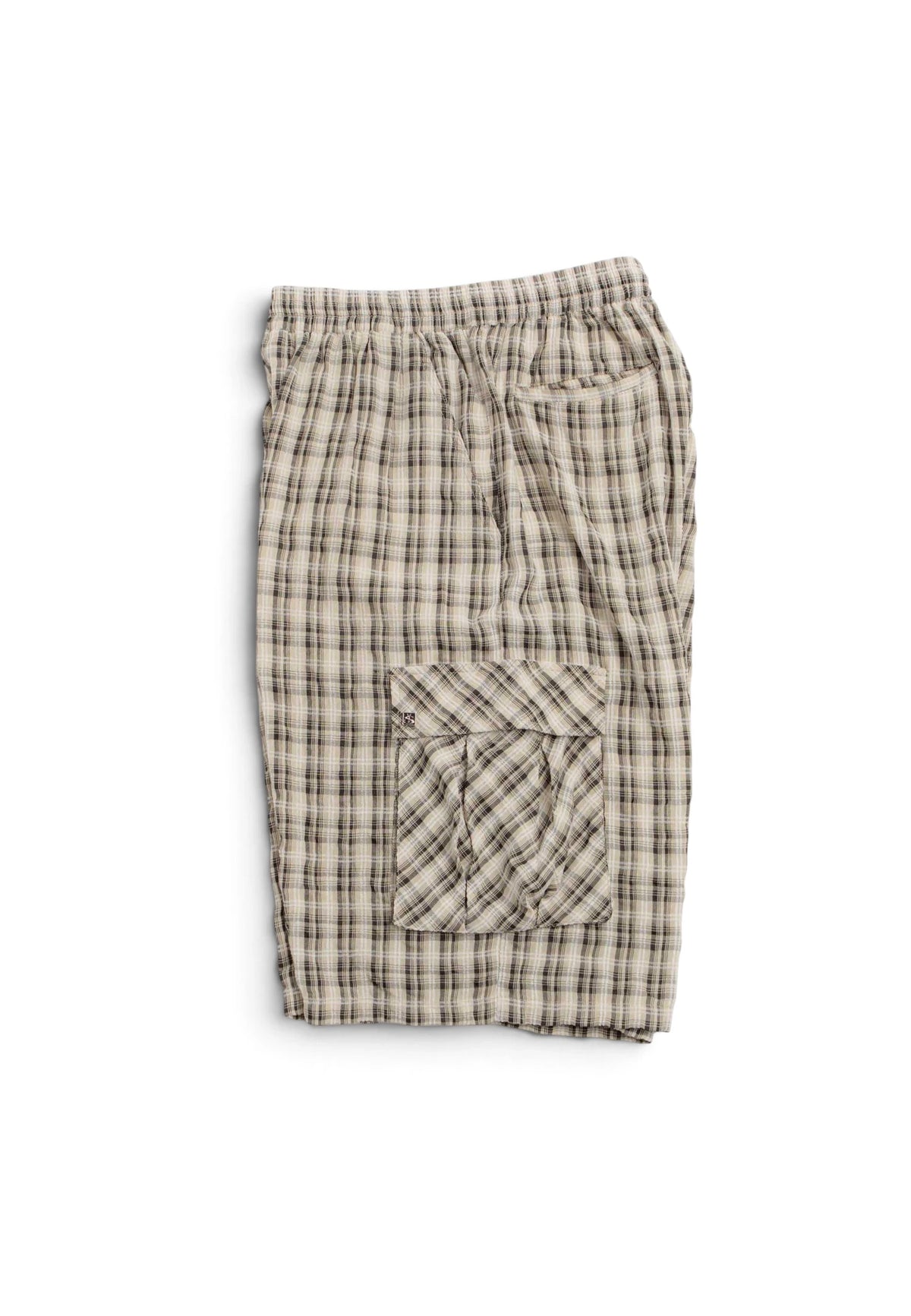 Yardsale 'Plaid' Cargo Shorts (Cream / Black)