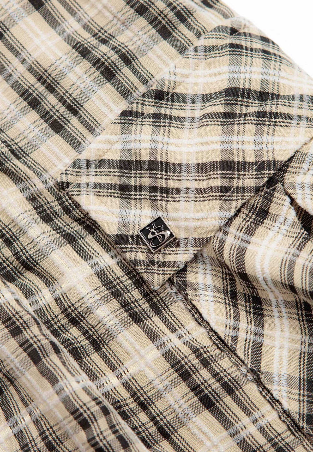 Yardsale 'Plaid' Cargo Shorts (Cream / Black)