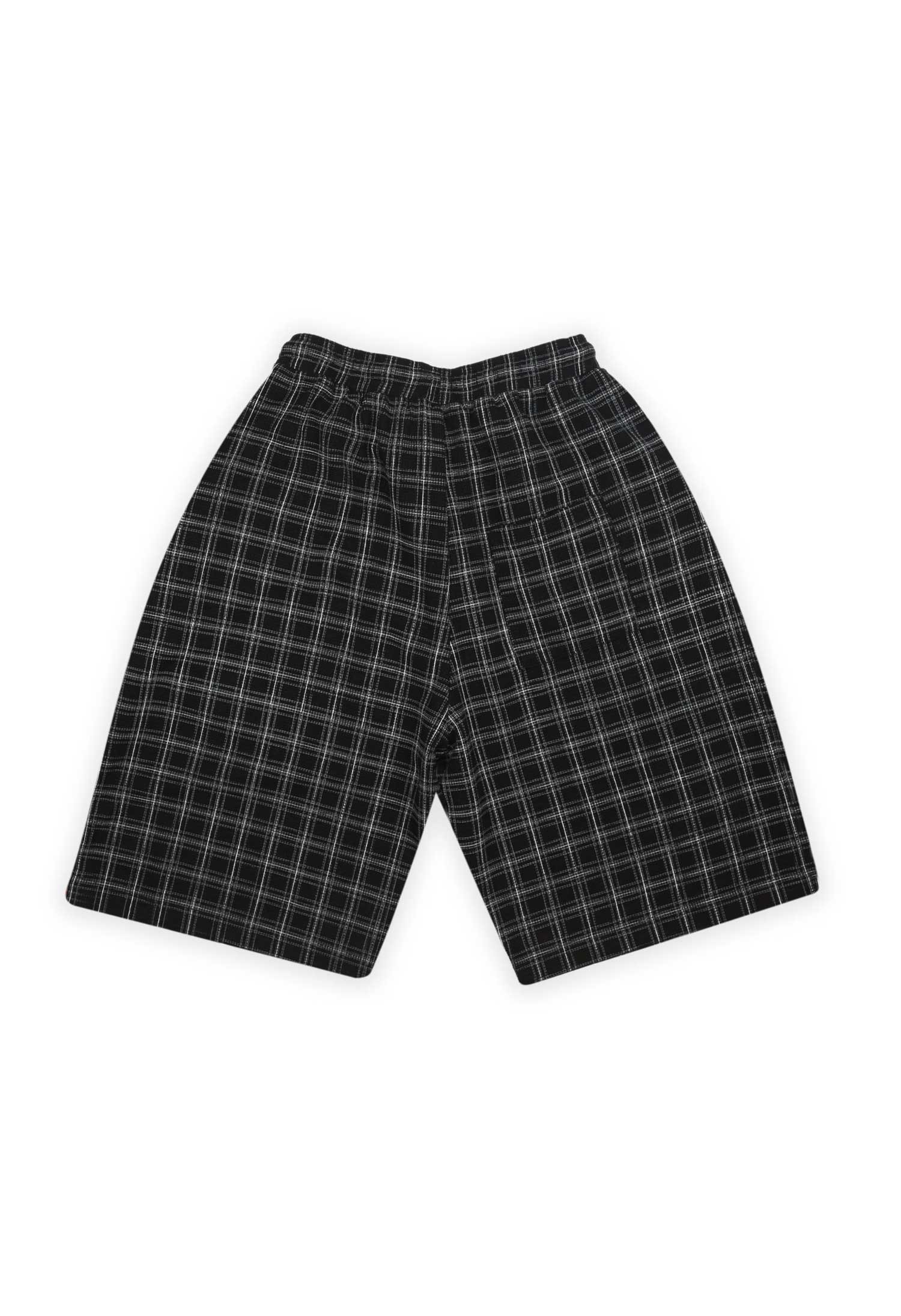 Yardsale 'Check' Waffle Shorts (Black)