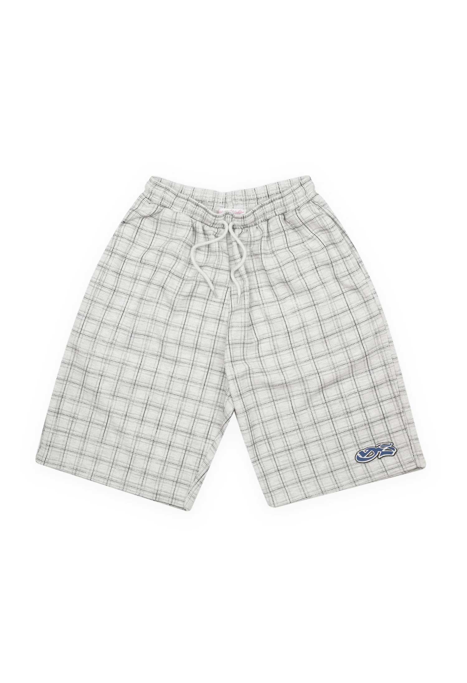 Yardsale 'Check' Waffle Shorts (Light Grey)
