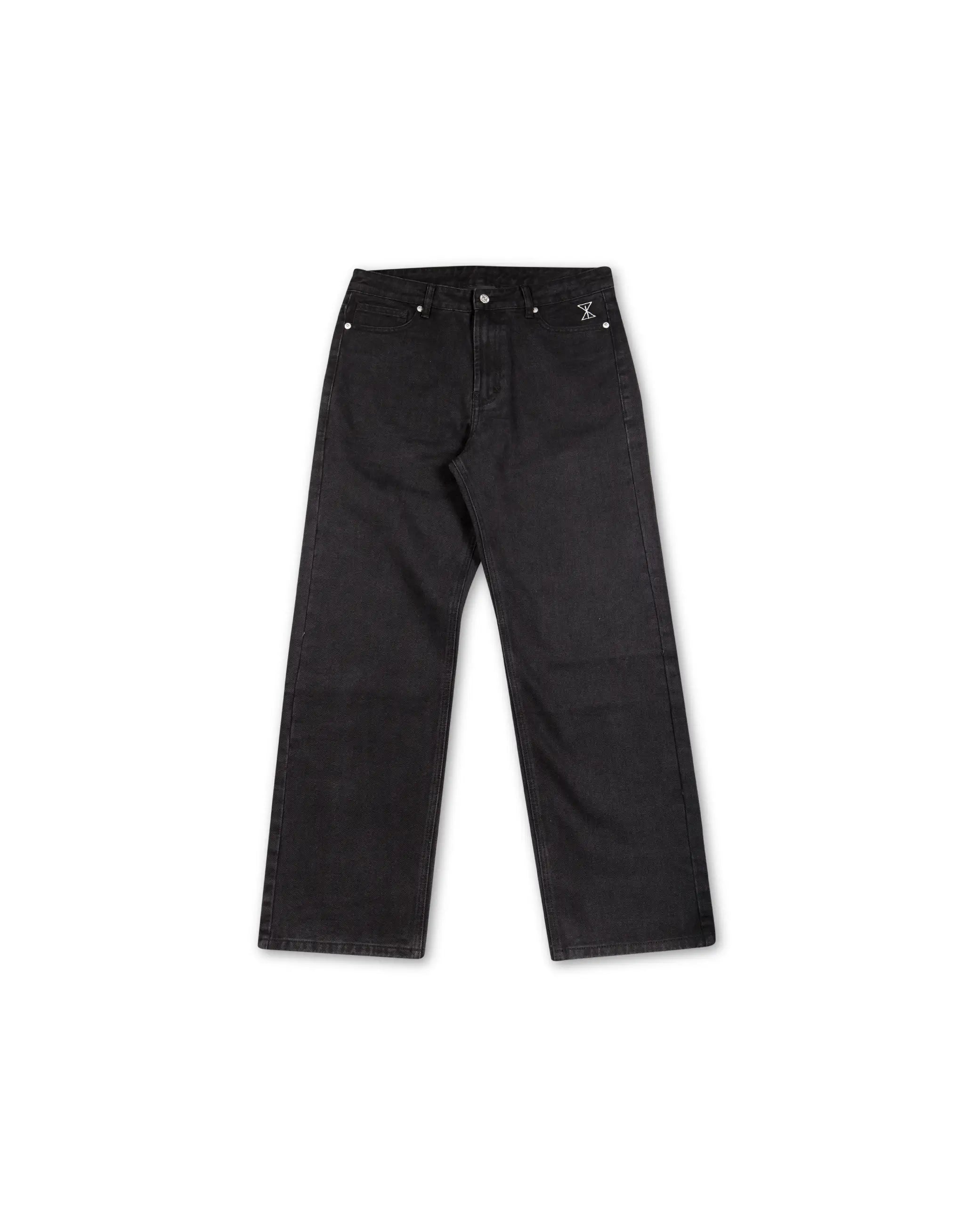 Sour Solution Loose Denim Jeans (Black) Front