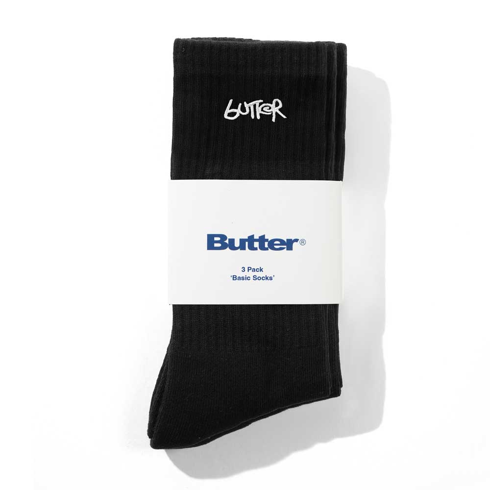 Butter Goods '3 Pack Basic' Socks (Black)