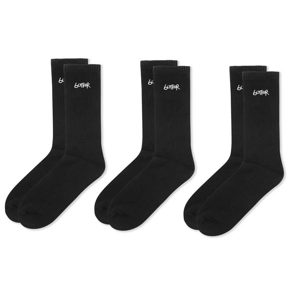 Butter Goods '3 Pack Basic' Socks (Black)