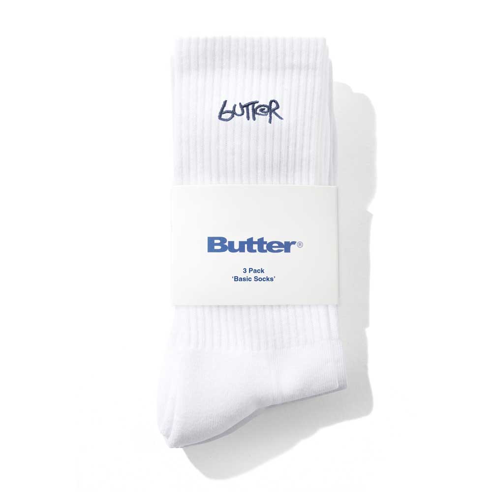 Butter Goods '3 Pack Basic' Socks (White)
