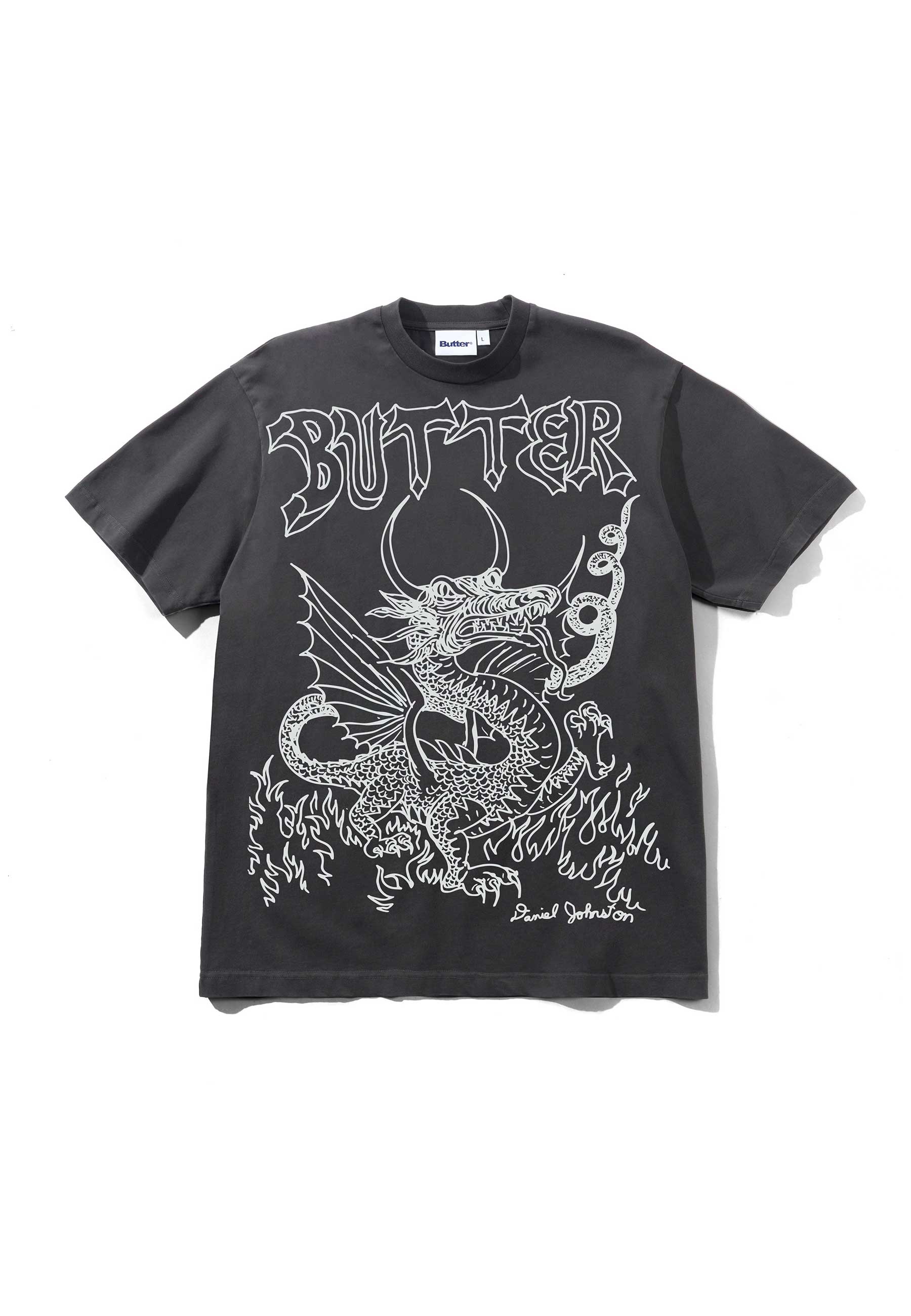 Butter Goods X Daniel Johnston 'Dragon' T-Shirt (Washed Black)