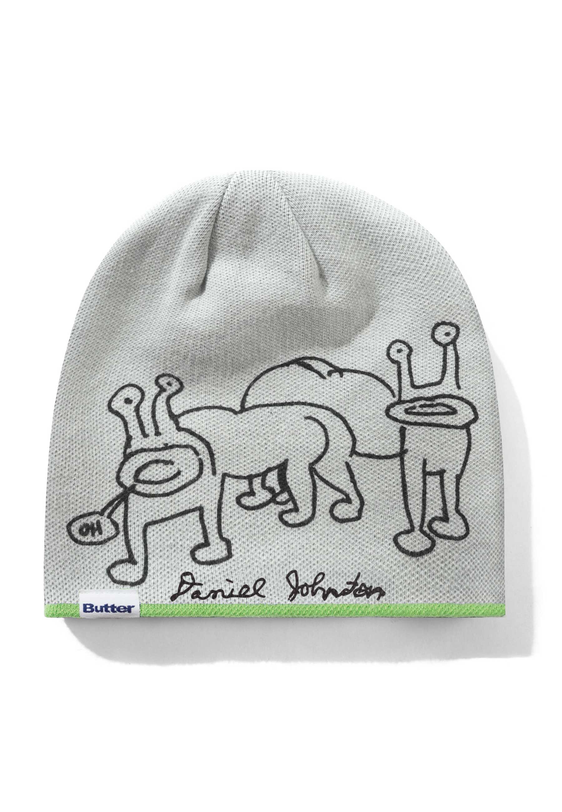 Butter Goods X Daniel Johnston 'Frog' Skully Reversible Beanie (Lime / Grey)
