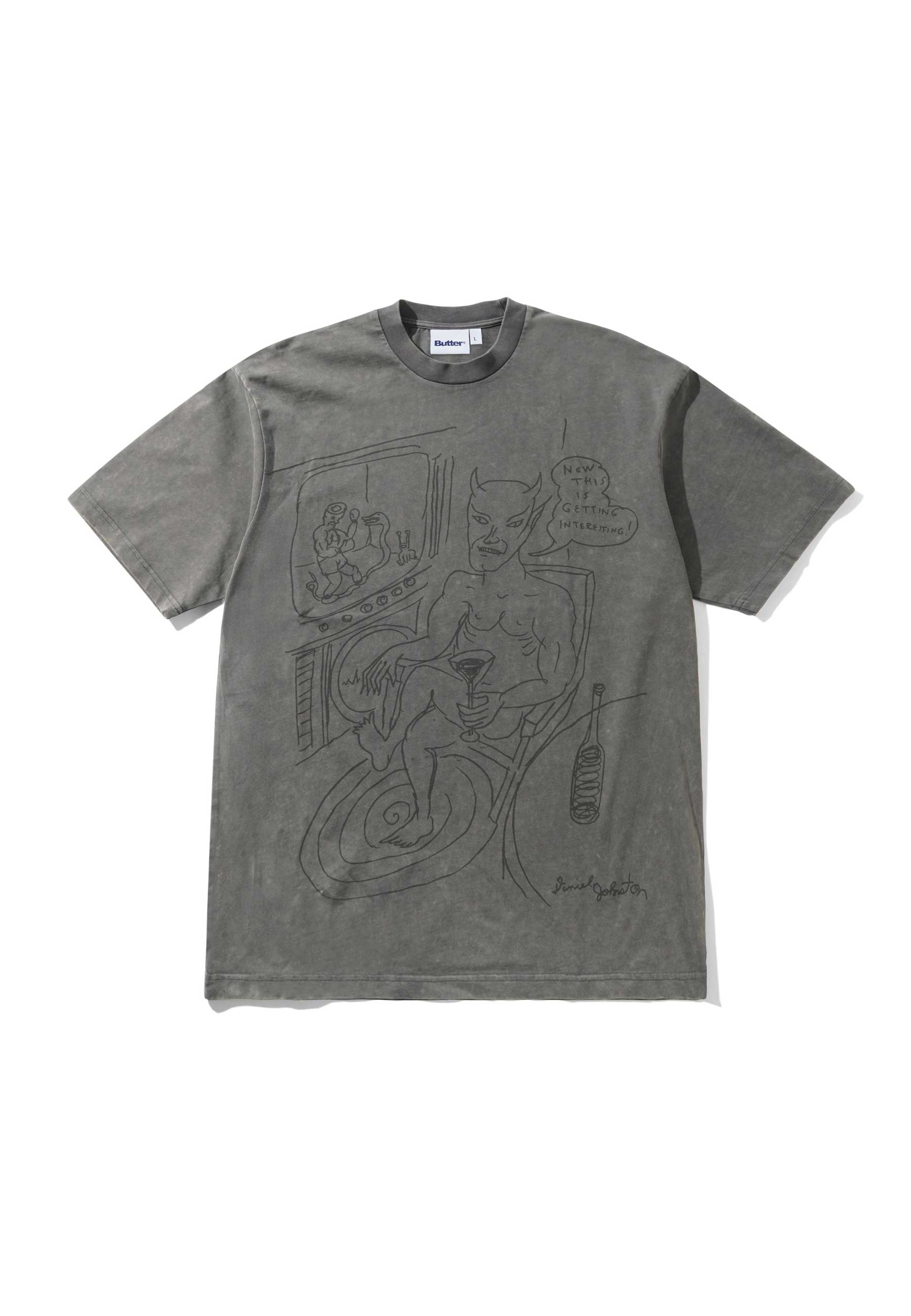 Butter Goods X Daniel Johnston 'Satan' T-Shirt (Black Acid Wash)