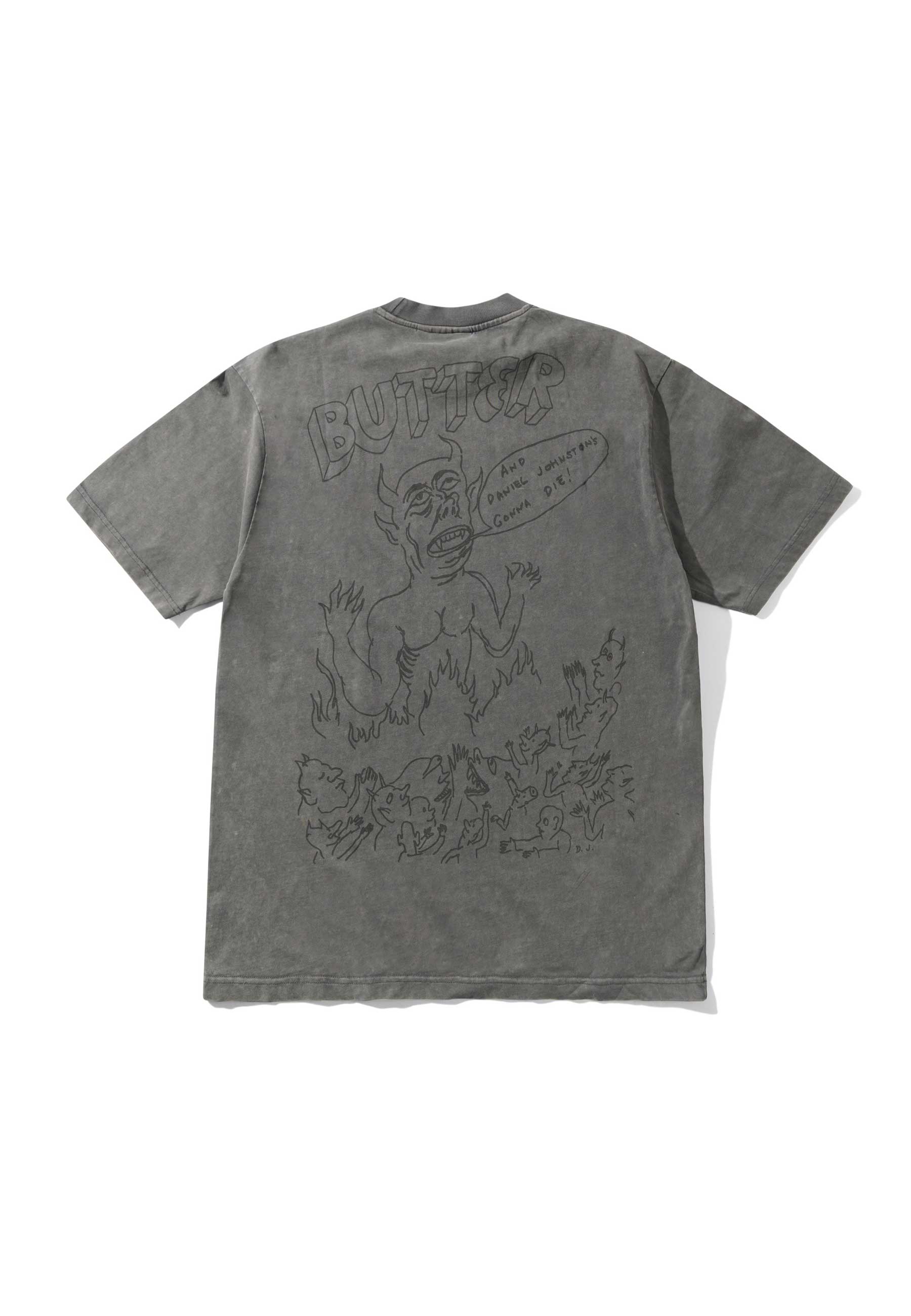 Butter Goods X Daniel Johnston 'Satan' T-Shirt (Black Acid Wash)