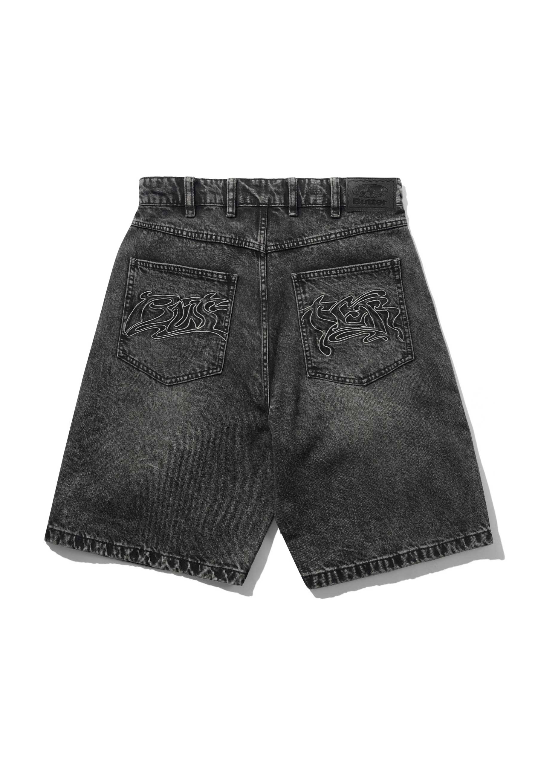 Butter Goods 'Drummer' Baggy Denim Shorts (Streaky Black)