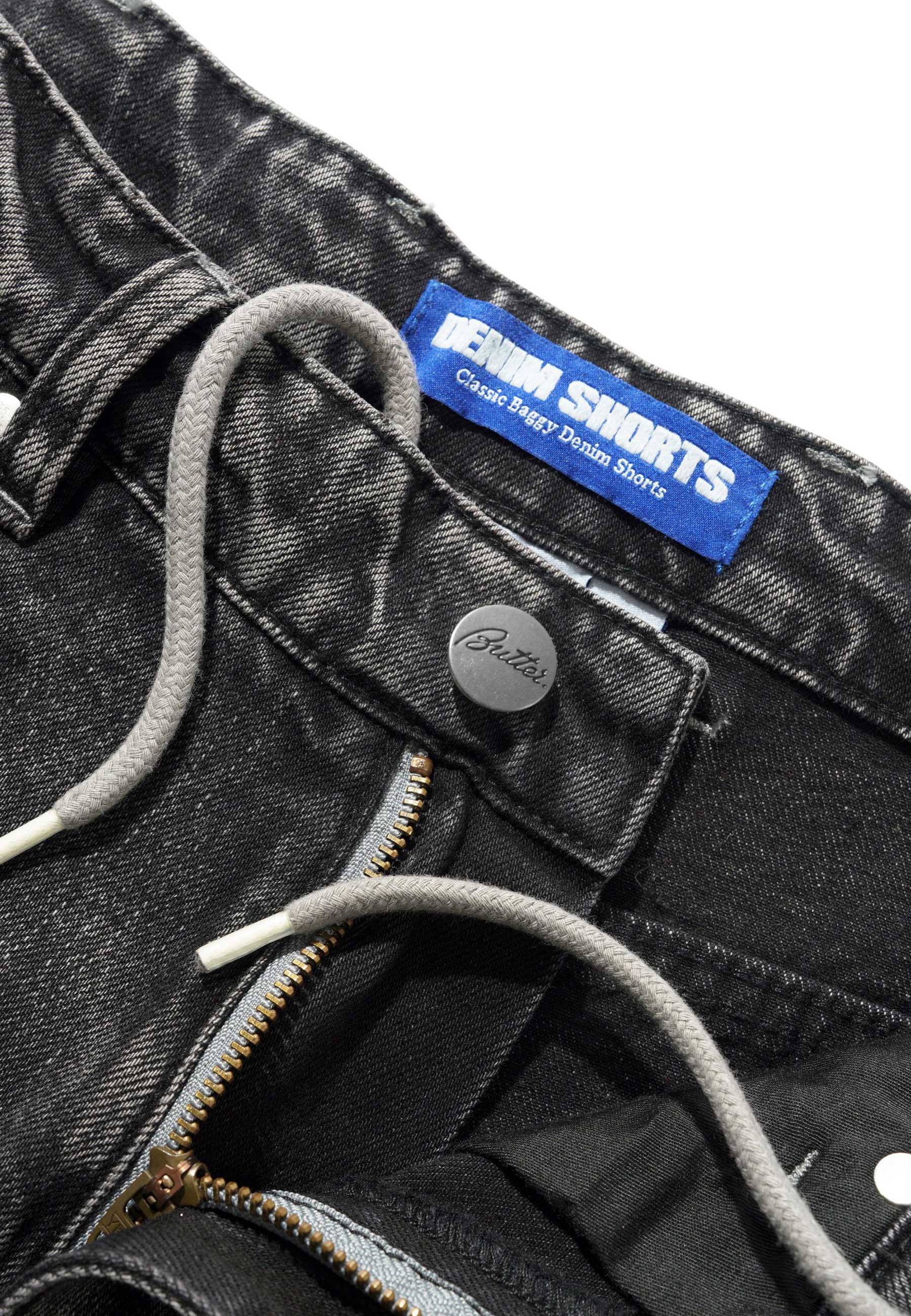 Butter Goods 'Drummer' Baggy Denim Shorts (Streaky Black)