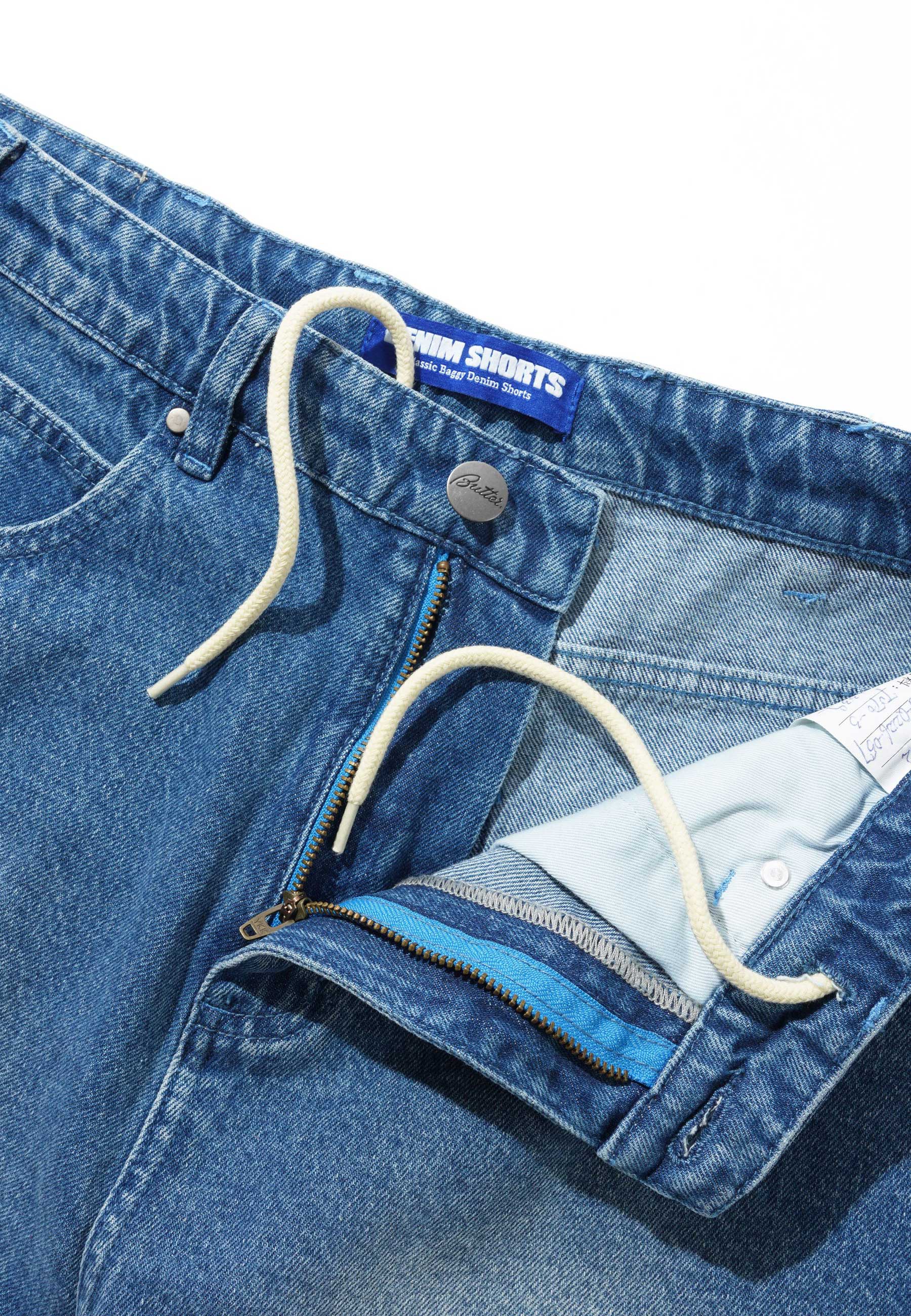 Butter Goods 'Drummer' Baggy Denim Shorts (Stone Wash Blue)