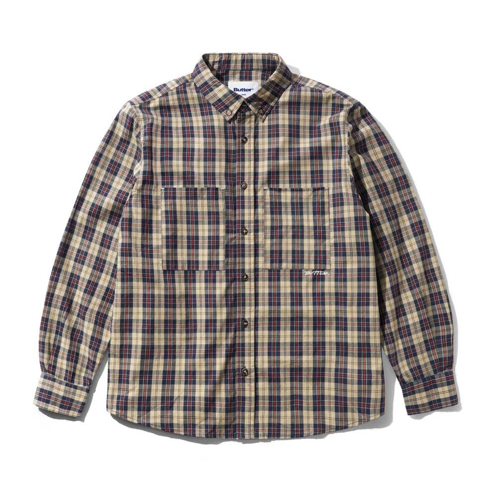 Butter Goods 'Plaid' Shirt (Beige / Navy)