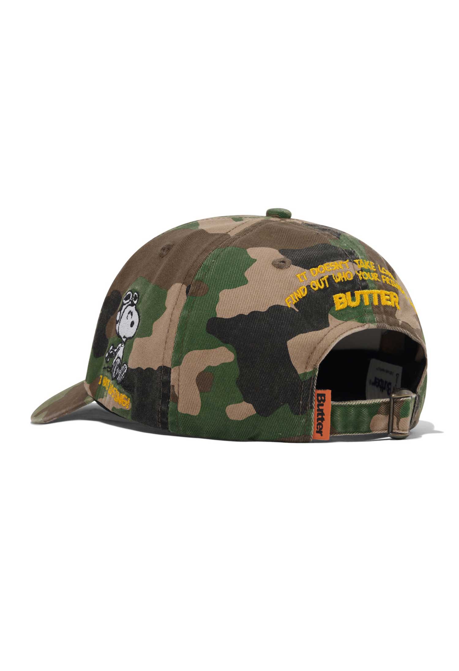 Butter Goods X Peanuts 'Rats' 6 Panel Cap (Washed Camo)