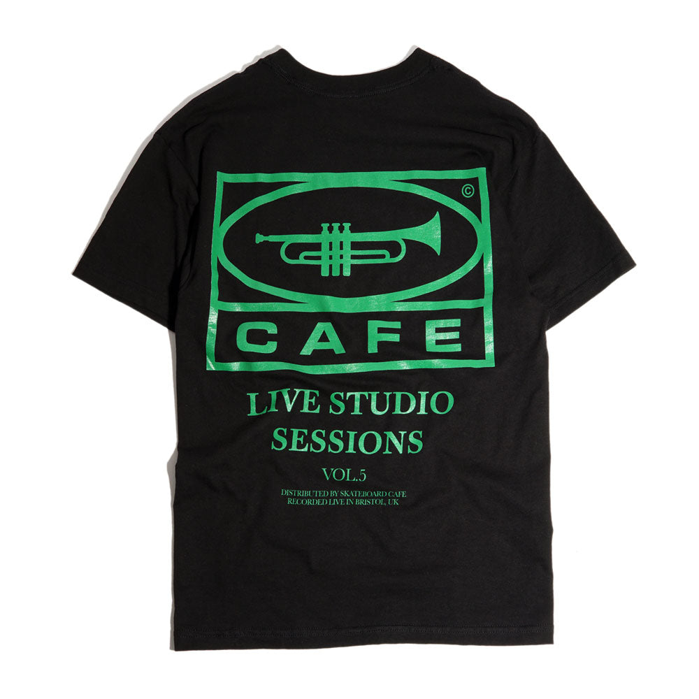 Skateboard Cafe '45' T-Shirt (Black / Forest Green)