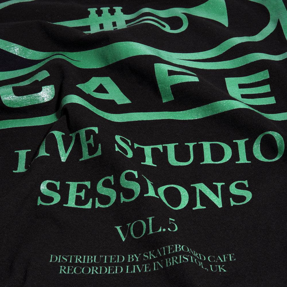 Skateboard Cafe '45' T-Shirt (Black / Forest Green)