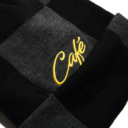 Skateboard Cafe 'Check Fold' Beanie (Charcoal / Black / Gold)