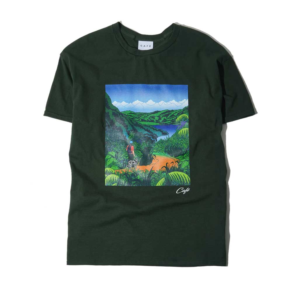 Skateboard Cafe 'Mountains' T-Shirt (Forest Green)