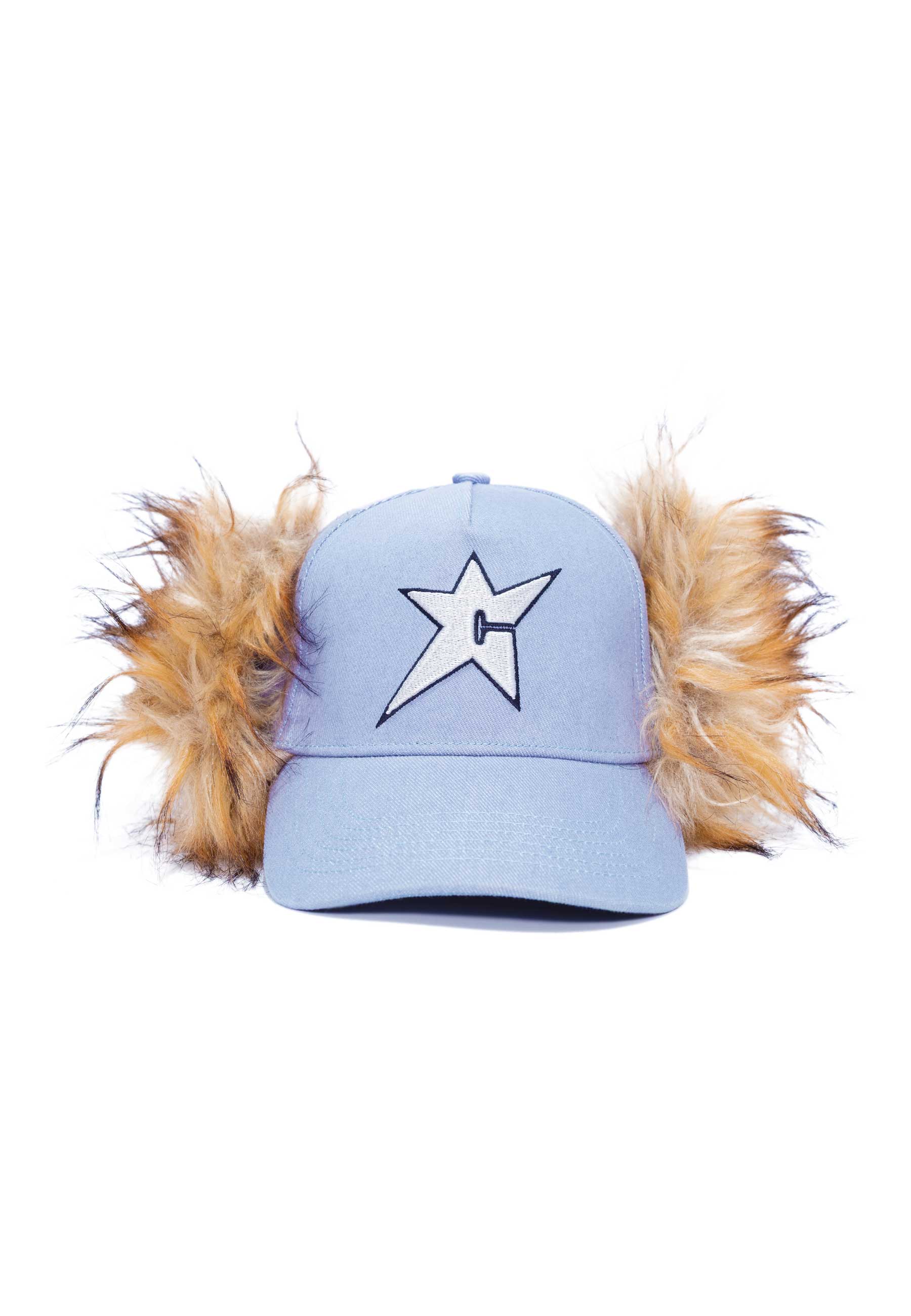 Carpet Company 'C-Star' Fur Cap (Light Denim)