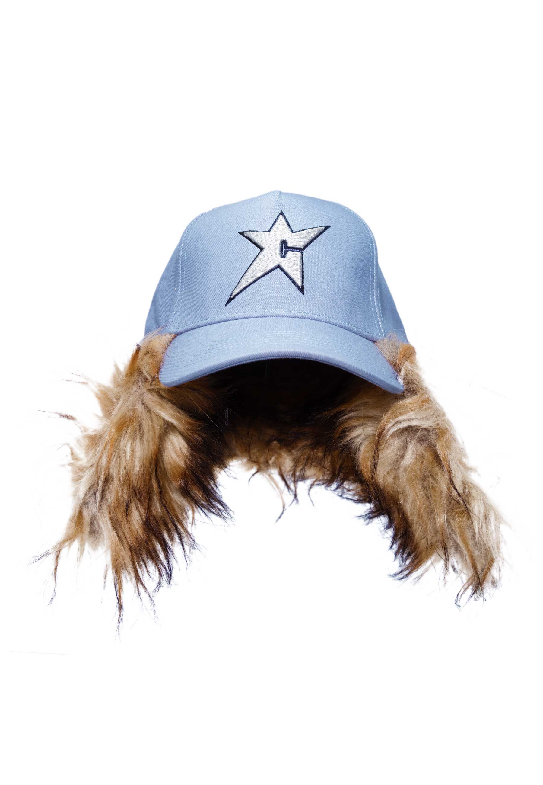 Carpet Company 'C-Star' Fur Cap (Light Denim)