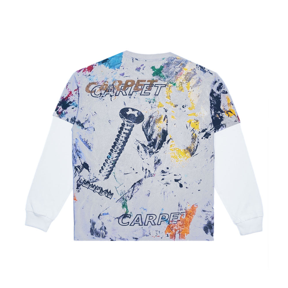 Carpet Company 'Rag' Long Sleeve T-Shirt (Grey / White)