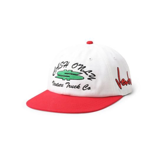 Cash Only X Venture 'Dollar Sign' 6 Panel Cap (White / Red)