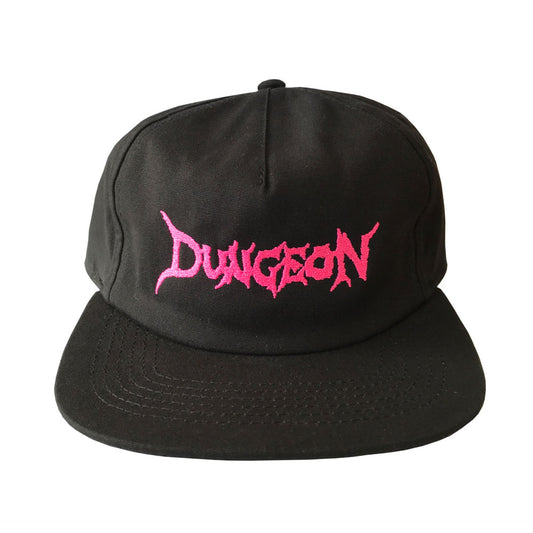 Dungeon Gateway 'Logo' 5 Panel Cap (Black / Neon Pink)