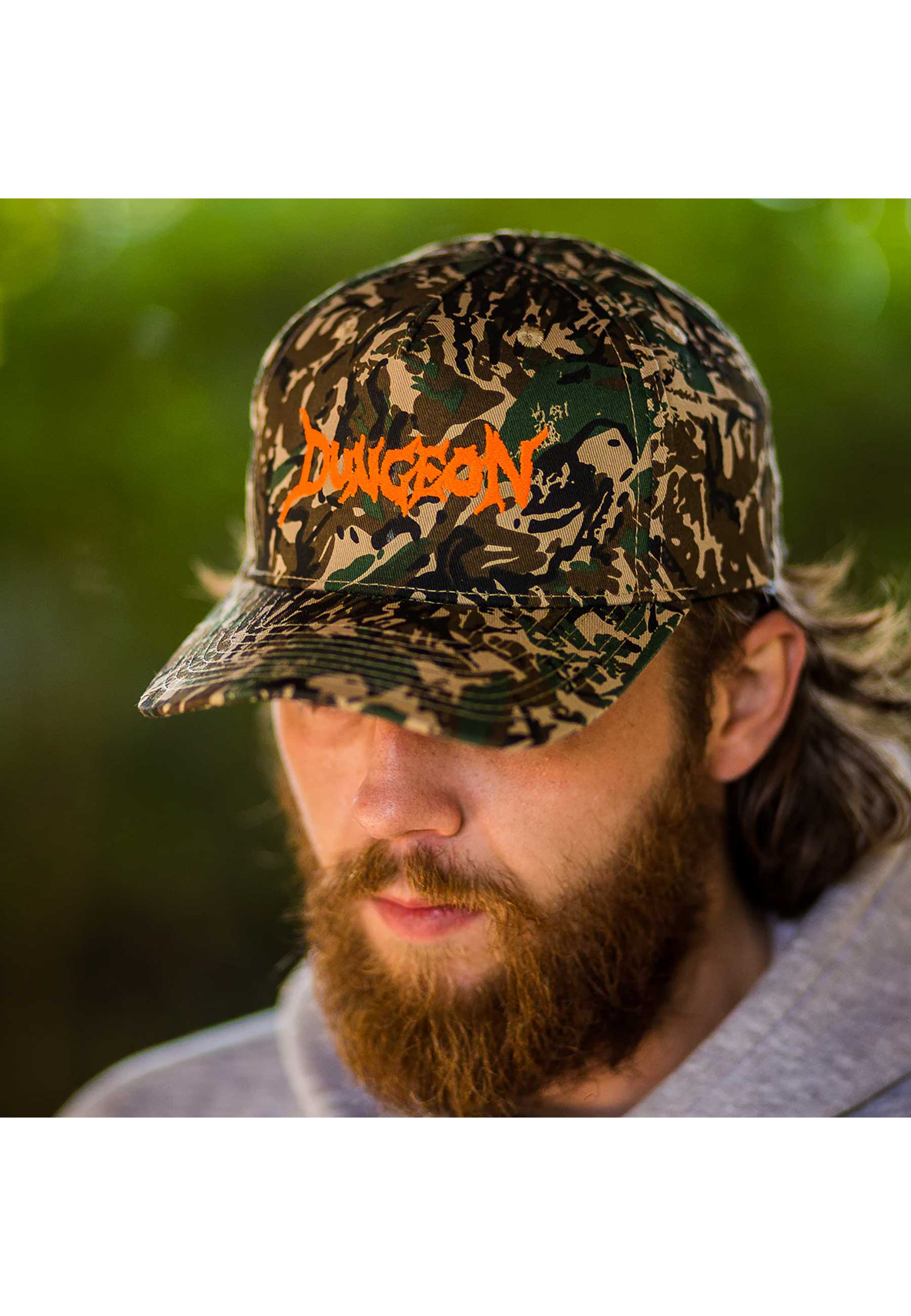 Dungeon Gateway 'Scrawl Logo' 5 Panel Cap (Forest Camo / Orange)